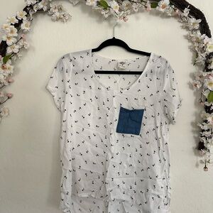 Self Esteem Black and White Fitted Blouse